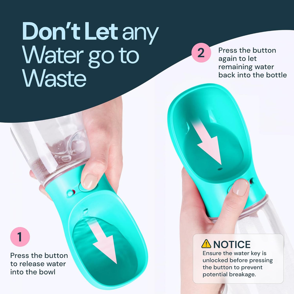 MalsiPree Leak Proof Portable Dog Water Bottle & Dog Travel Water Bottle Dispenser with Bowl - 12