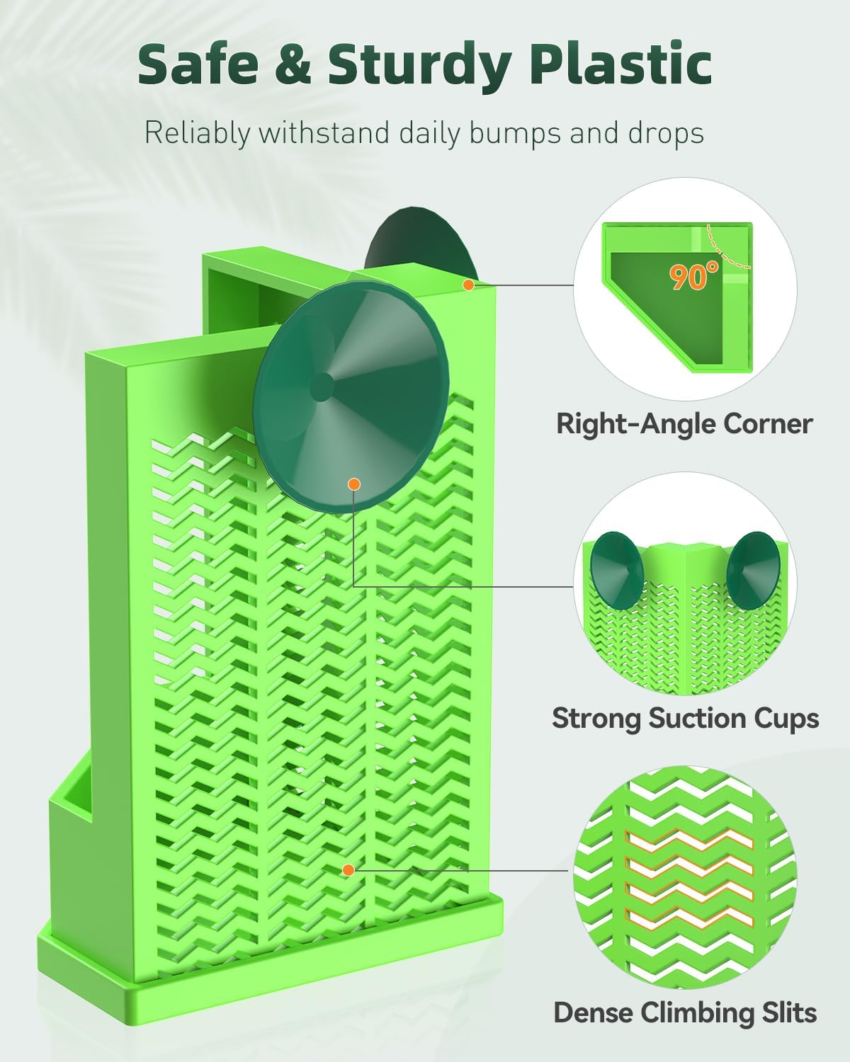 Pawfly Bearded Dragon Feeder - Escape-Proof Corner Reptile Food Box, Wall-Mounted with Suction Cups