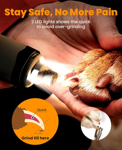 oneisall Dog Nail Grinder and Paw Trimmer Kit 2 in 1 Quiet Rechargeable Electric Pet Nail Grinder