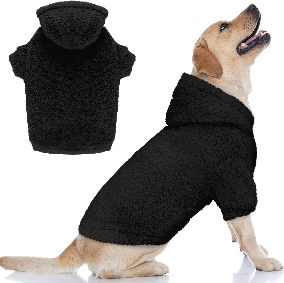 Fuzzy Dog Sweaters for Large Dogs Pet Hoodie Clothes Warm Soft Pet Coats Hooded Sweatshirt Dog