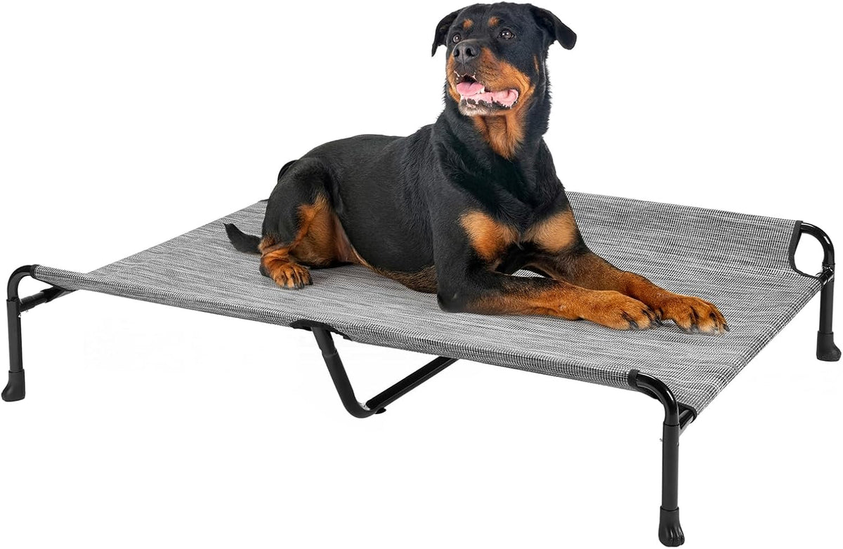 Veehoo Cooling Elevated Dog Bed, Raised Dog Beds for Large Dogs, Outdoor Dog Bed with Guardrail