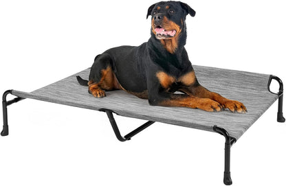 Veehoo Cooling Elevated Dog Bed, Raised Dog Beds for Large Dogs, Outdoor Dog Bed with Guardrail