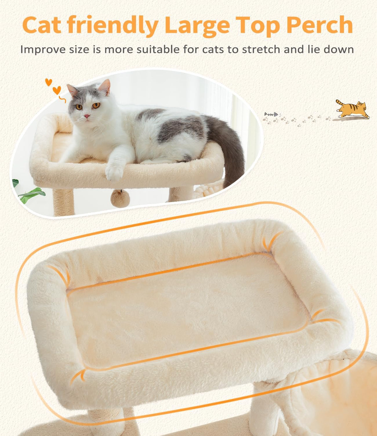 Cat Tree Large Cat Tower Tree 68" Multi-Level Cat Tower for Indoor Cats with Sisal Scratching