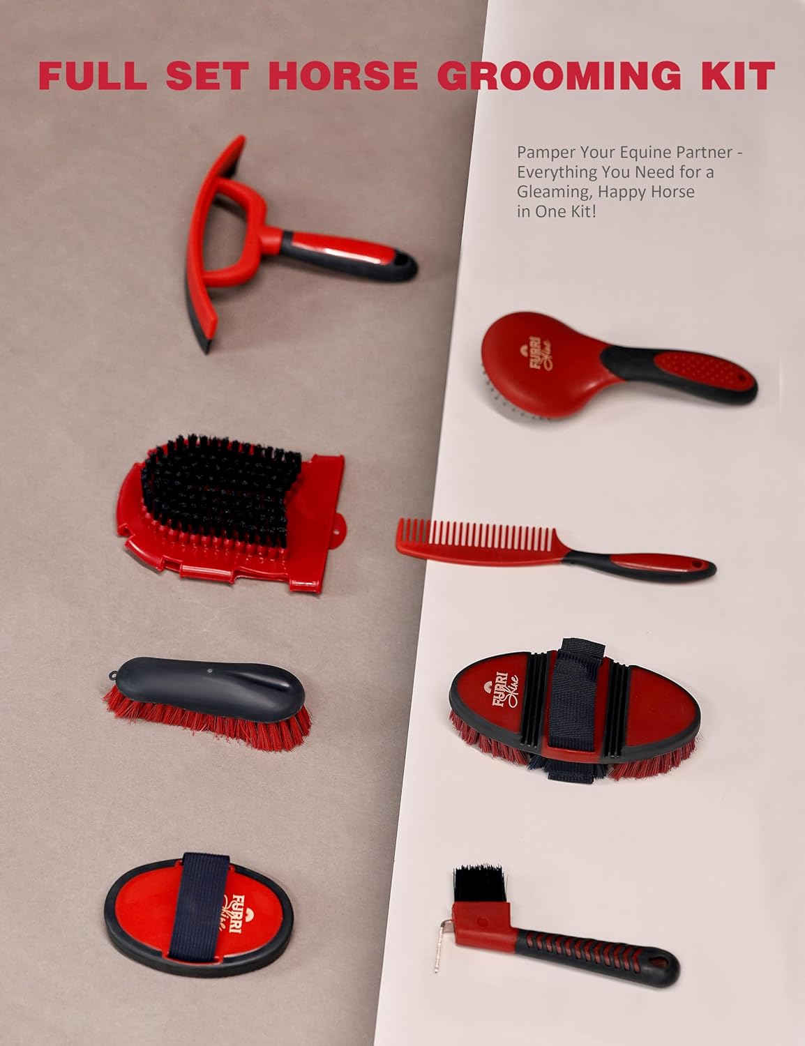 11PCS Horse Grooming Kit Curry Comb Sweat Scraper Horse Bathing Supplies Grooming Tools with