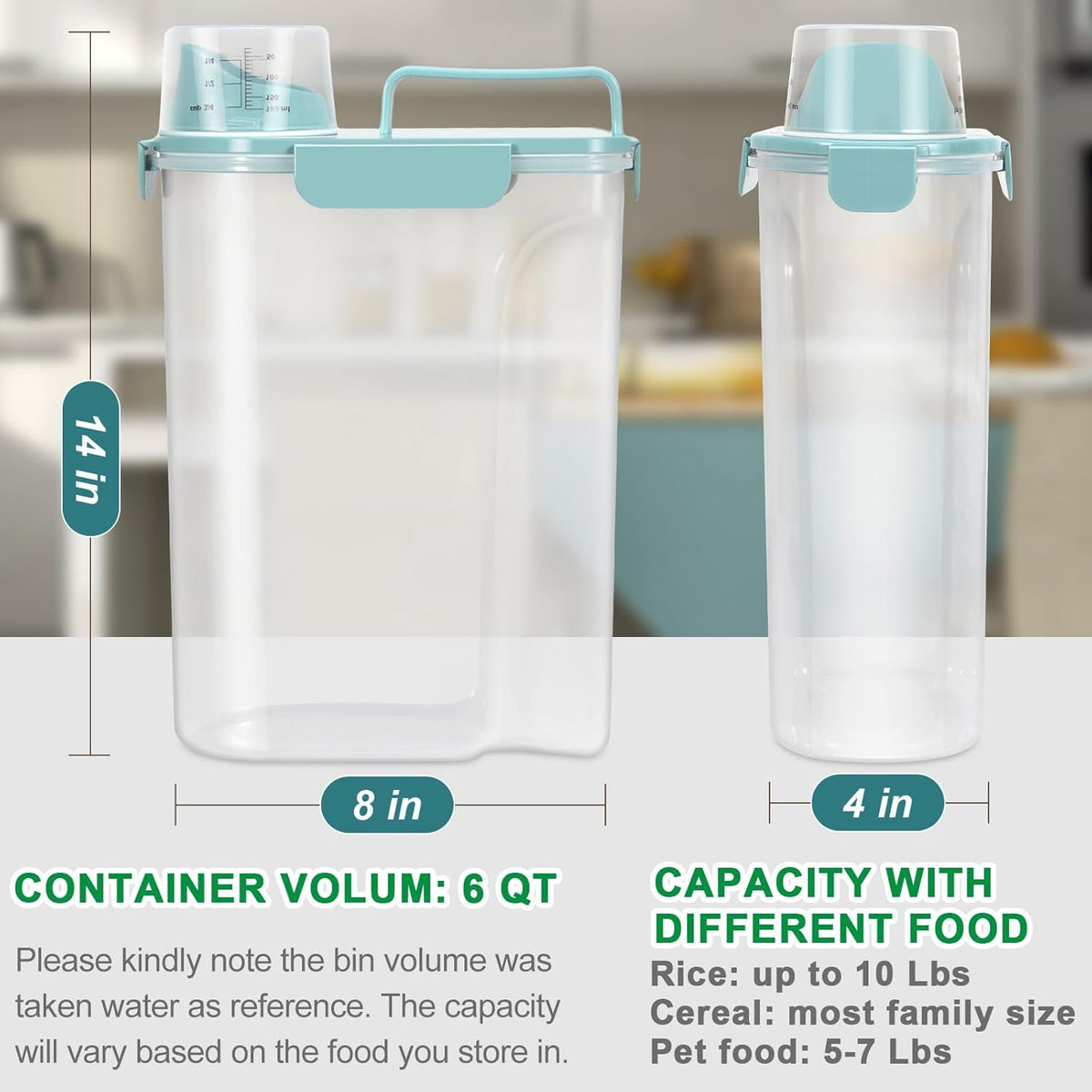 TBMax Airtight Rice Container 10 Lbs Cereal Dispenser, Small Pet Cat Dog Food Storage Container
