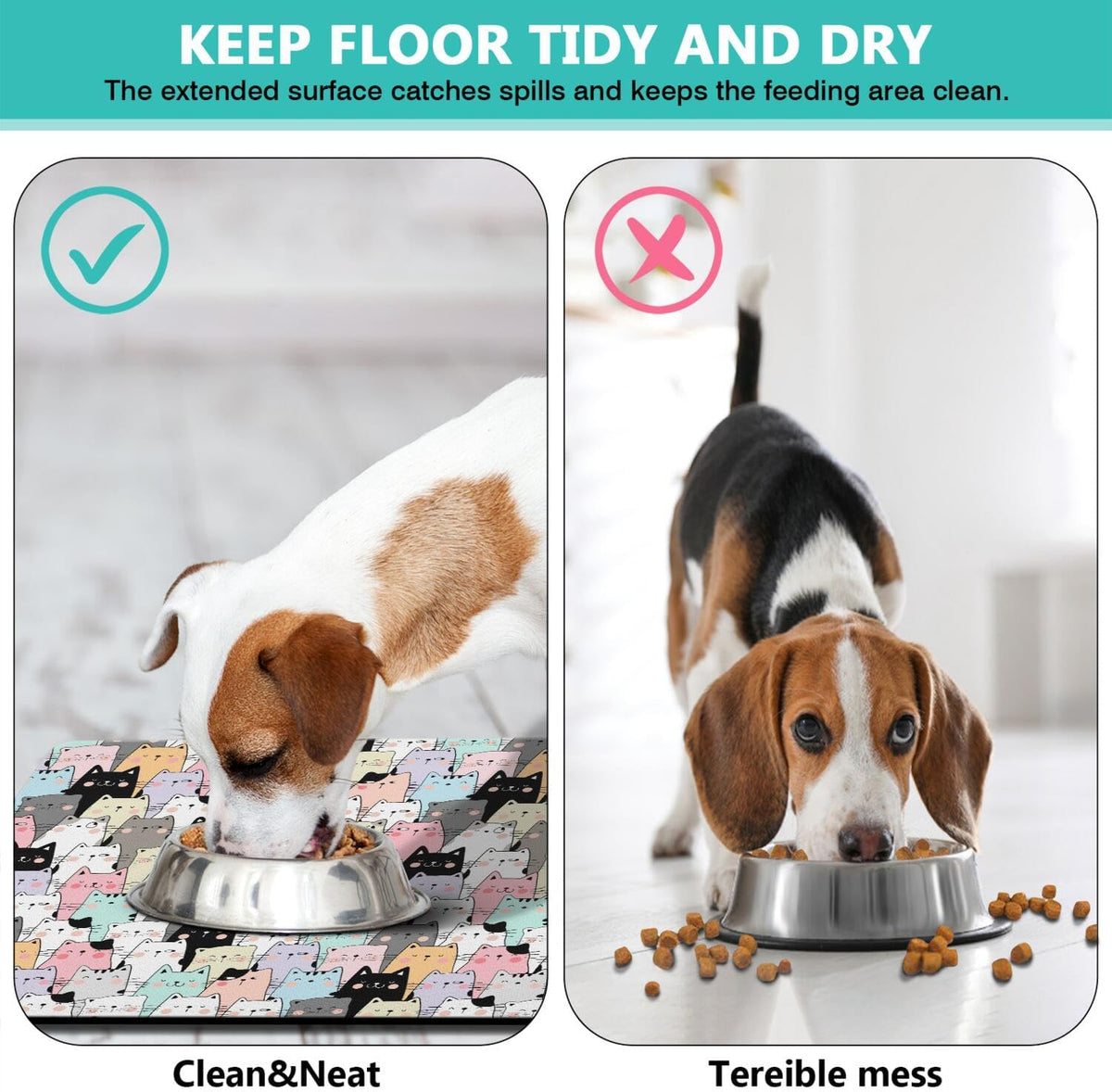 Pet Feeding Mat for Floors Waterproof Dog Mat for Food and Water Absorbent Quick Dry Non Slip mat
