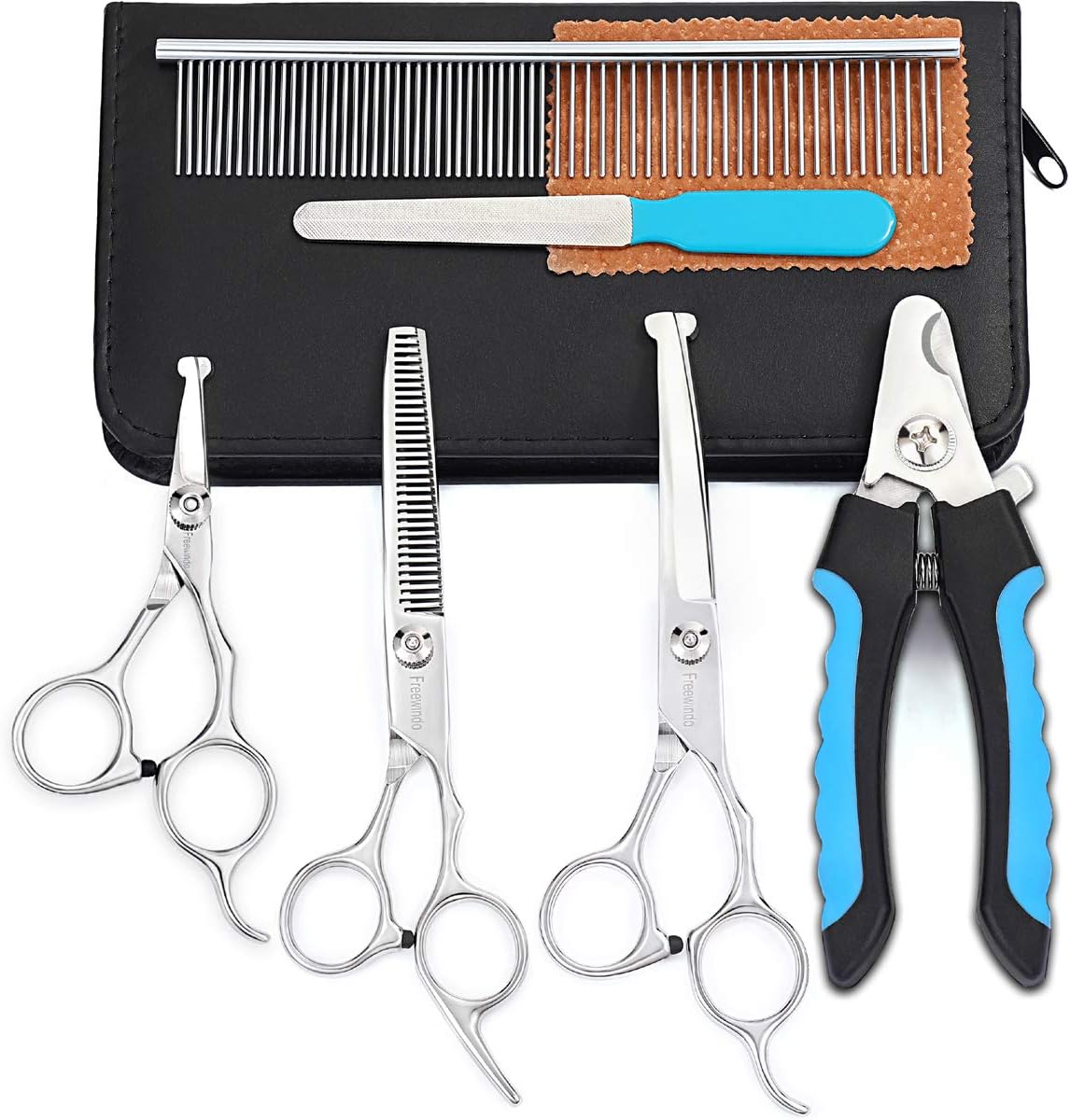 Dog Grooming Scissors Kit, Safety Round Tip, Heavy Duty Stainless Steel Dog Scissors and Nail