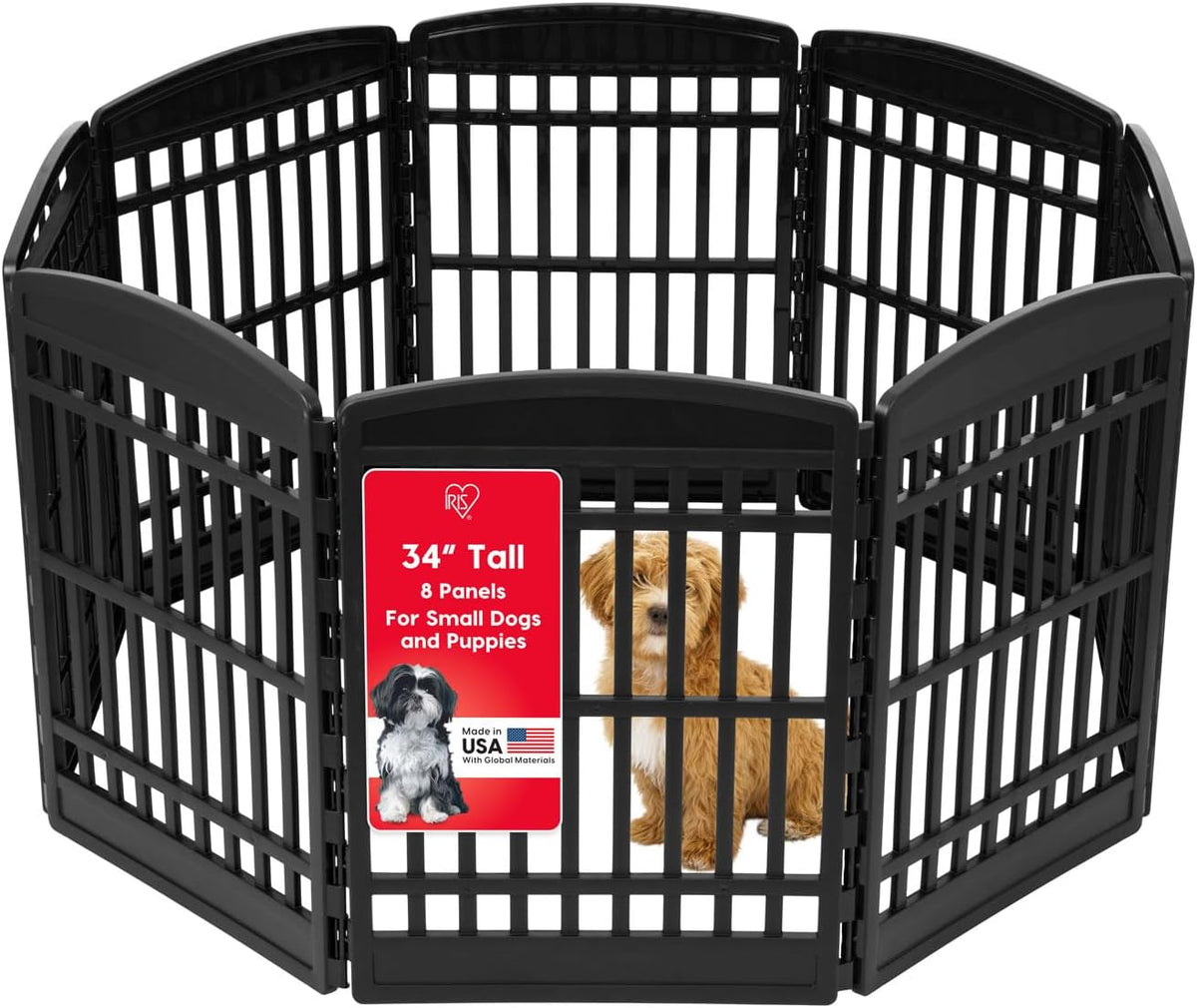 IRIS USA 34" 8-Panel Dog Playpen, 63 x 63 x 35, Puppy Fence, Puppy Playpen, Dog Play Pen Indoors