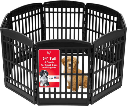 IRIS USA 34" 8-Panel Dog Playpen, 63 x 63 x 35, Puppy Fence, Puppy Playpen, Dog Play Pen Indoors