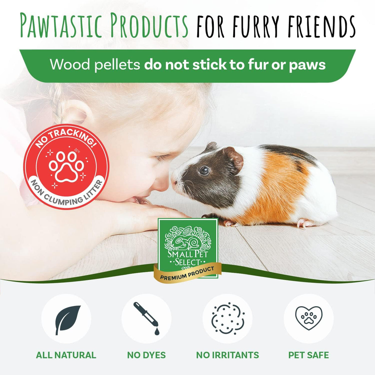 Small Pet Select Pine Pellet Bedding 8lb, Litter Pellets for Rabbit, Guinea Pig, Hamster, Bunny and