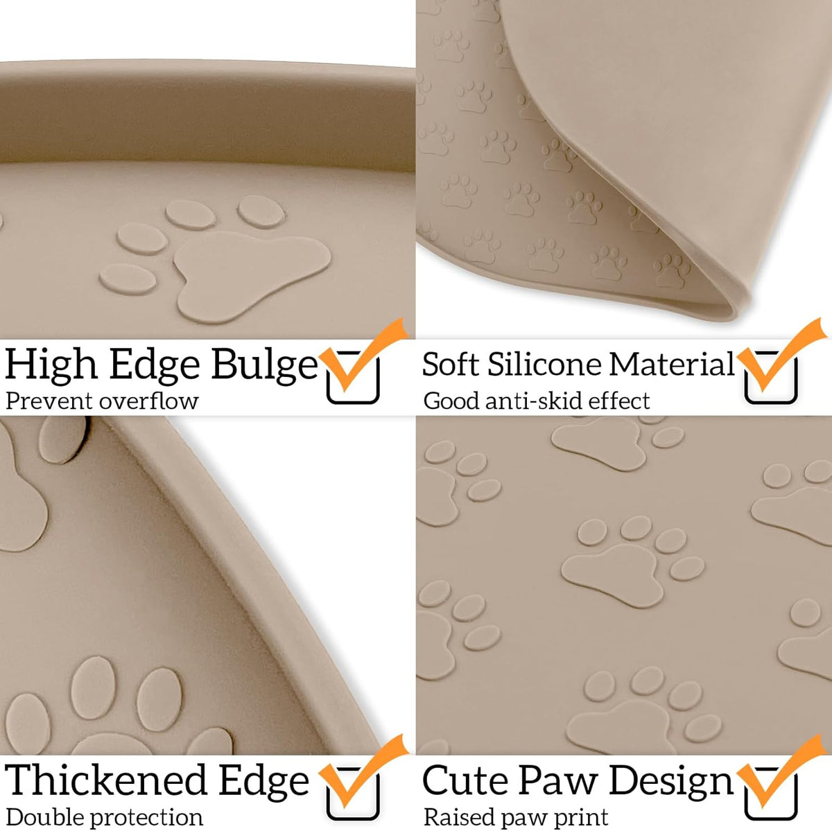 KPWACD Dog Food Mat Anti-Slip Bowl Mats for Food and Water, High-Lips Waterproof Pet Placemat
