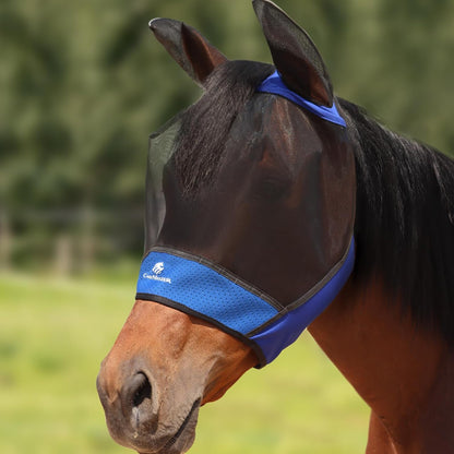Horse Fly Mask Large Space Breathable UV Protection Equine Mask with Reflective Features on Ears