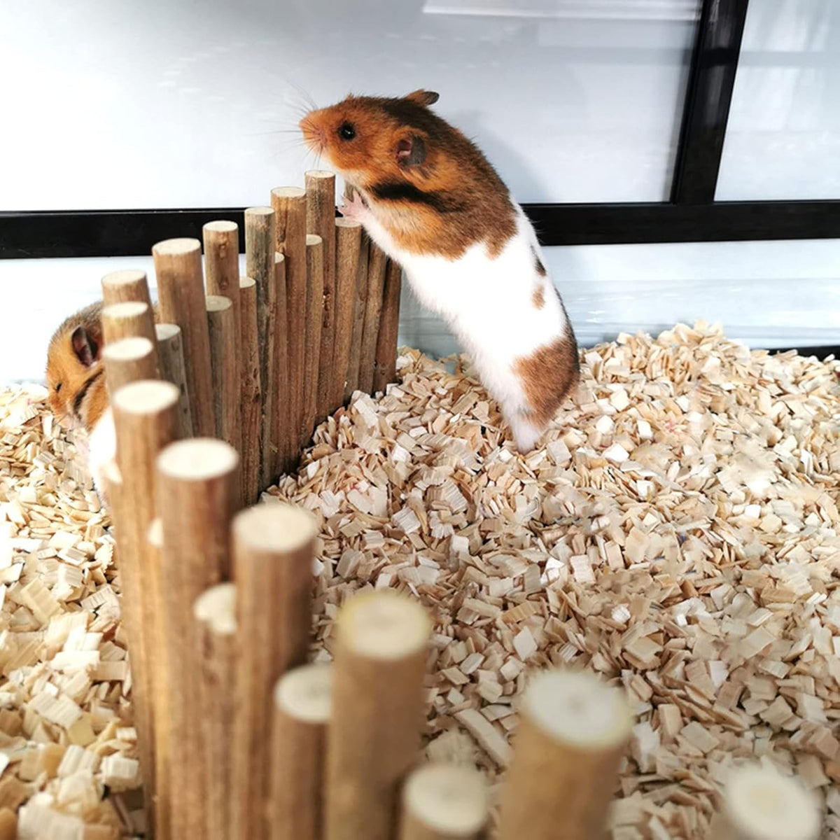 Flexible Hamster Wooden Bridge, 11.8In Hamster Fence, Wooden Sticks for Hamster Cage Decor And