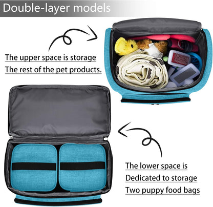 BAGLHER Pet Travel Bag, Double-Layer Pet Supplies Backpack (for All Pet Travel Supplies), Pet