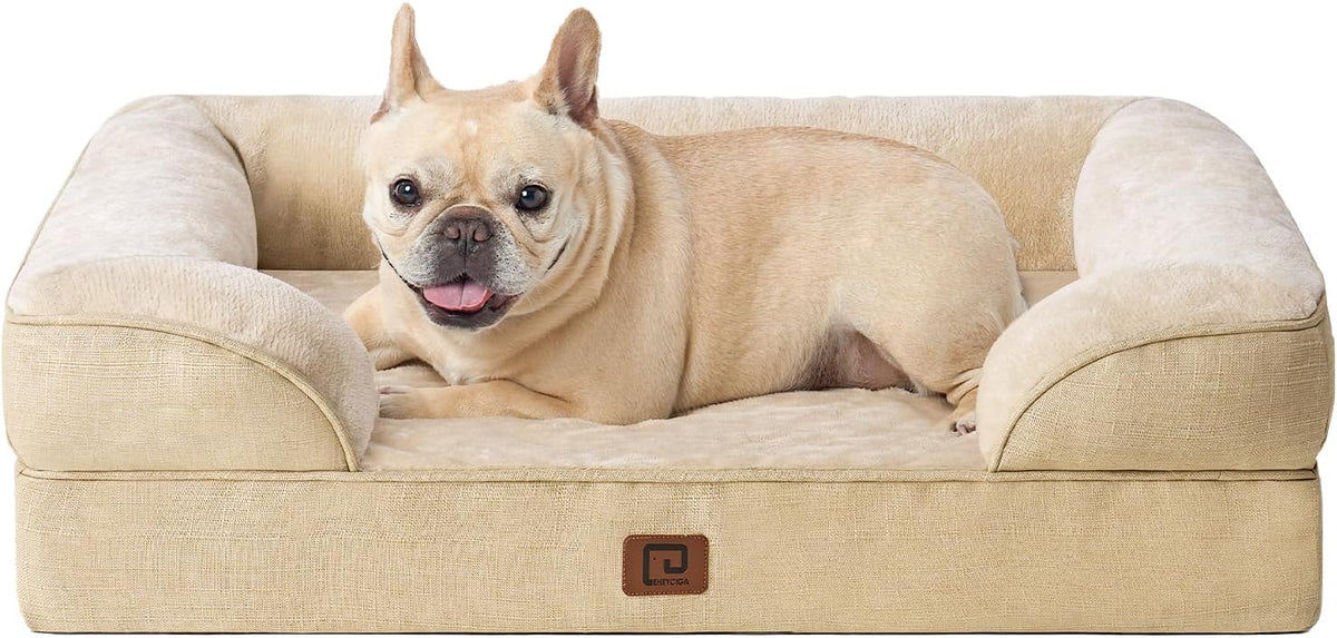 EHEYCIGA Orthopedic Dog Bed for Medium Dogs, Waterproof Memory Foam Medium Dog Beds with Sides