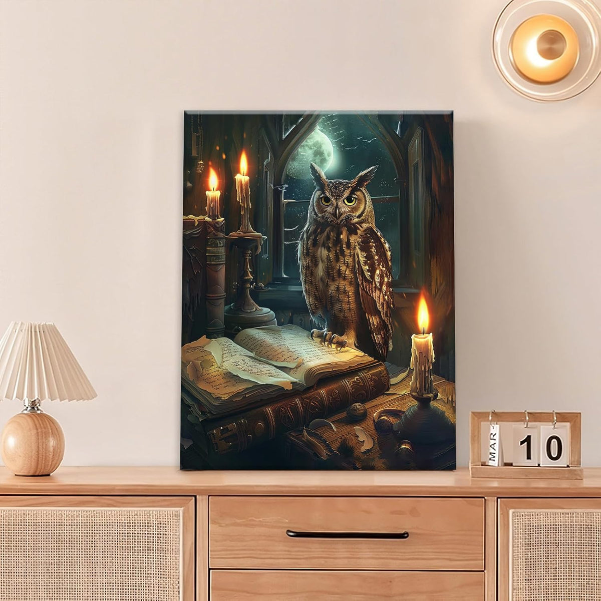 Owl Book Wall Art Vintage Canvas Wall Decor Prints Framed Painting Owls Pictures Gifts Artwork for