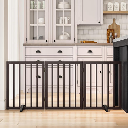Dog Gates for Doorways Stair House Freestanding Pet Gates for Dogs Wooden Dog Gate with Support