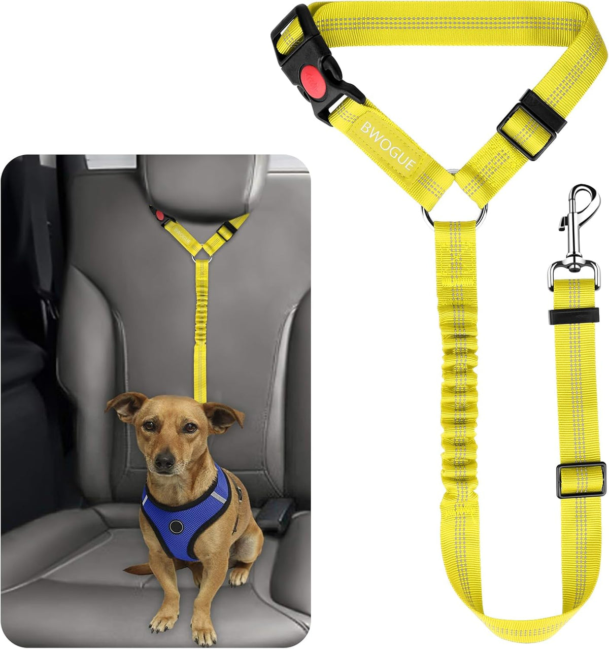 BWOGUE Pet Dog Cat Seat Belts, Car Headrest Restraint Adjustable Safety Leads Vehicle Seatbelt