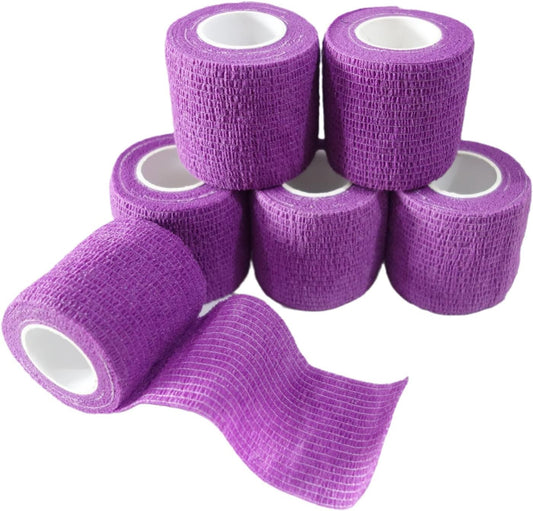 6 Pack 2" x 5 Yards Self Adhesive Bandage Wrap Breathable Cohesive Vet Wrap for Pets, Elastic