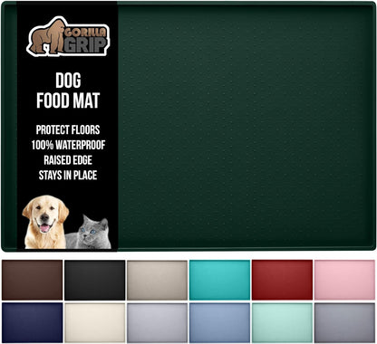 GORILLA GRIP 100% Waterproof Raised Edge BPA Free Silicone Pet Feeding Mat, Dog Cat Food Mats