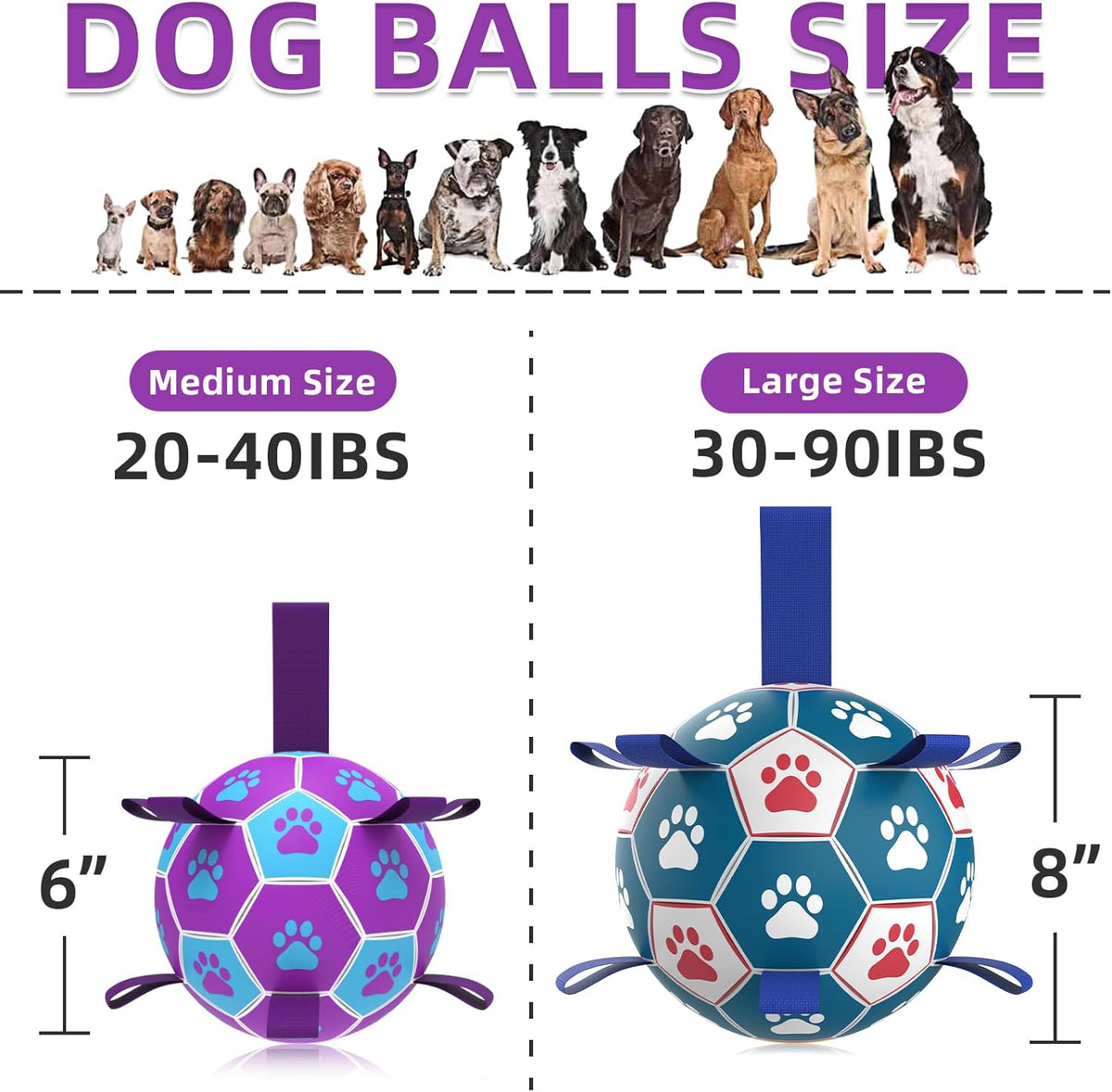 QDAN Dog Ropes Toys Soccer Ball with Straps, Puppy Birthday Gifts, Tug of Toy, Water Toy, Durable