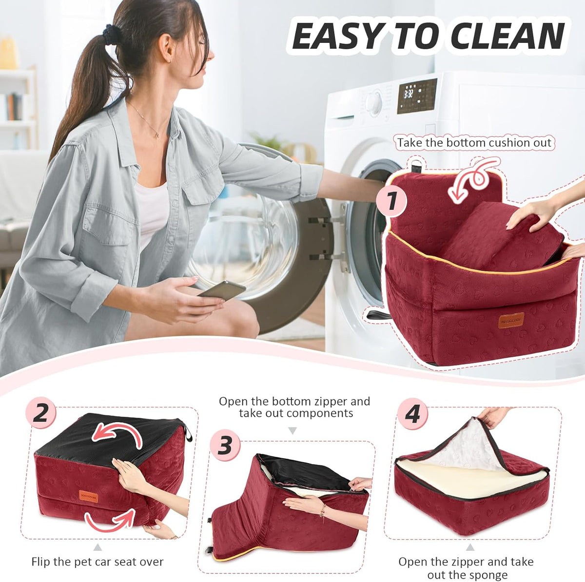 Dog Car Seat for Small Medium Dogs, Memory Foam Puppy Dog Booster Seat with Thick Cushion for Dogs