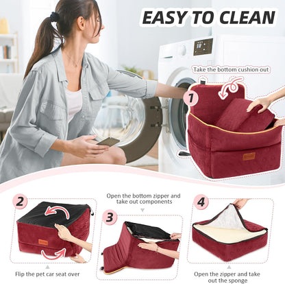 Dog Car Seat for Small Medium Dogs, Memory Foam Puppy Dog Booster Seat with Thick Cushion for Dogs