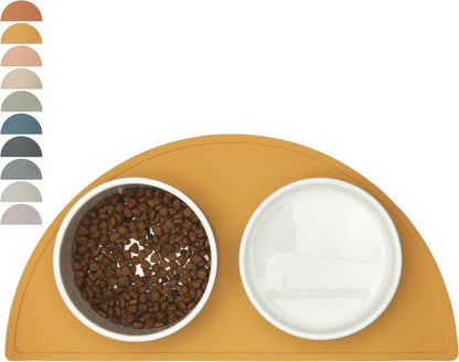 Waterproof Silicone Pet Food Mat - Non-Slip, Spill-Proof Feeding Mats for Floors, Raised Edge