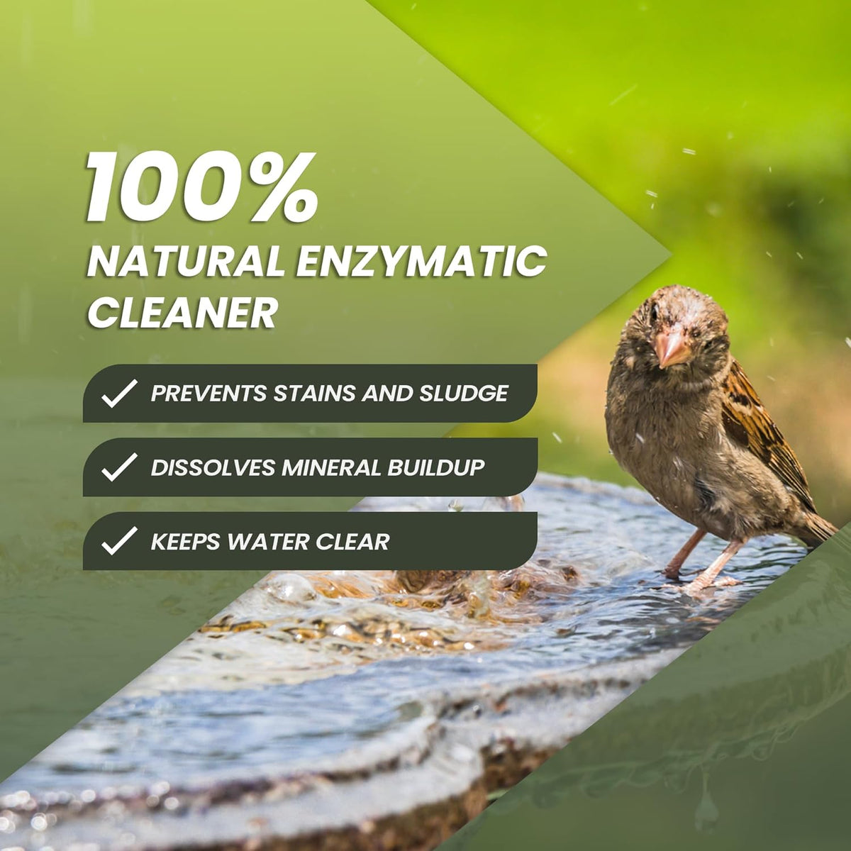 16oz Bird Bath Cleaner, Cleans 80 Gallons of Water, Ideal Fountain Cleaner Safe for Birds, Bird