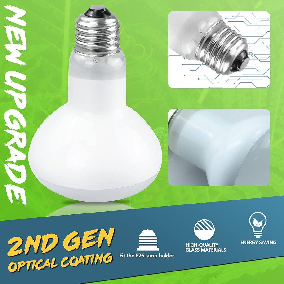 LUCKY HERP Reptile Heat Lamp - 100W (2nd Gen) Heat Lamp Bulbs for Reptiles 2 Pack, Amphibians