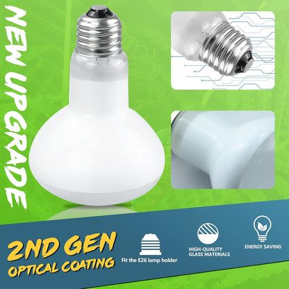 LUCKY HERP Reptile Heat Lamp - 100W (2nd Gen) Heat Lamp Bulbs for Reptiles 2 Pack, Amphibians