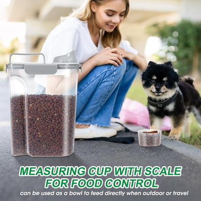 TBMax Cat Dog Food Storage Container 5 to 7 lbs with Pet Can Cover and Mixing Spoon, Airtight Pet
