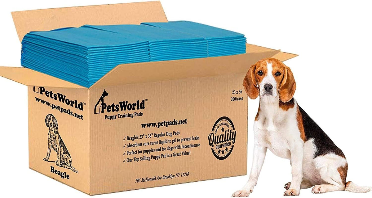 PETSWORLD Puppy Pads, 23x36 Inch, 200 Count - Puppy Pee Pads for Dogs, Tear Resistant, Economy