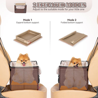 PETSFIT Car Seat for Dogs, Waterproof PU Leather Dog Car Seat for Small Dogs with Patent Safe
