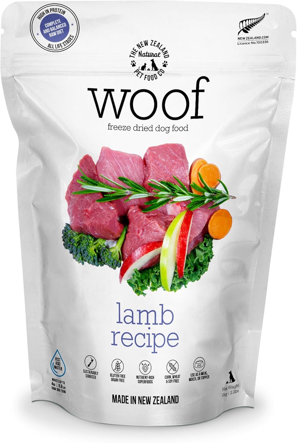 WOOF Freeze Dried Dog Food - Lamb Recipe, High Protein Dog Training Treats & Meals, Dog Food