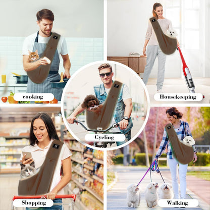Dog & Cat Carrier Sling, Adjustable Soft Padded Shoulder Puppy Carrier, Hands-Free Dog Carrier Bag