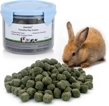Timothy Hay Cubes 10 oz with Small Size - Timothy Grass Pellets for Tortoises Rabbits Guinea Pig
