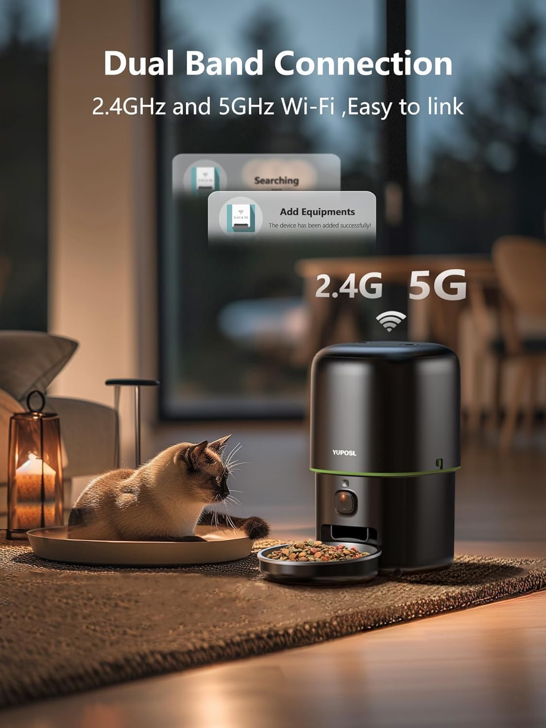 Automatic Cat Feeder with Camera - 5G WiFi Auto Cat Food Dispenser, 1080P HD Video with Night