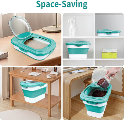 Rice Storage Container, Collapsible Airtight Food Storage Containers 6-20 Lbs, Rice Dispenser with