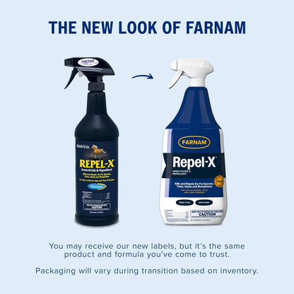 Farnam Repel-X Ready-To-Use Fly Spray, Insecticide And Repellent For Horses And Dogs, 32 Fluid