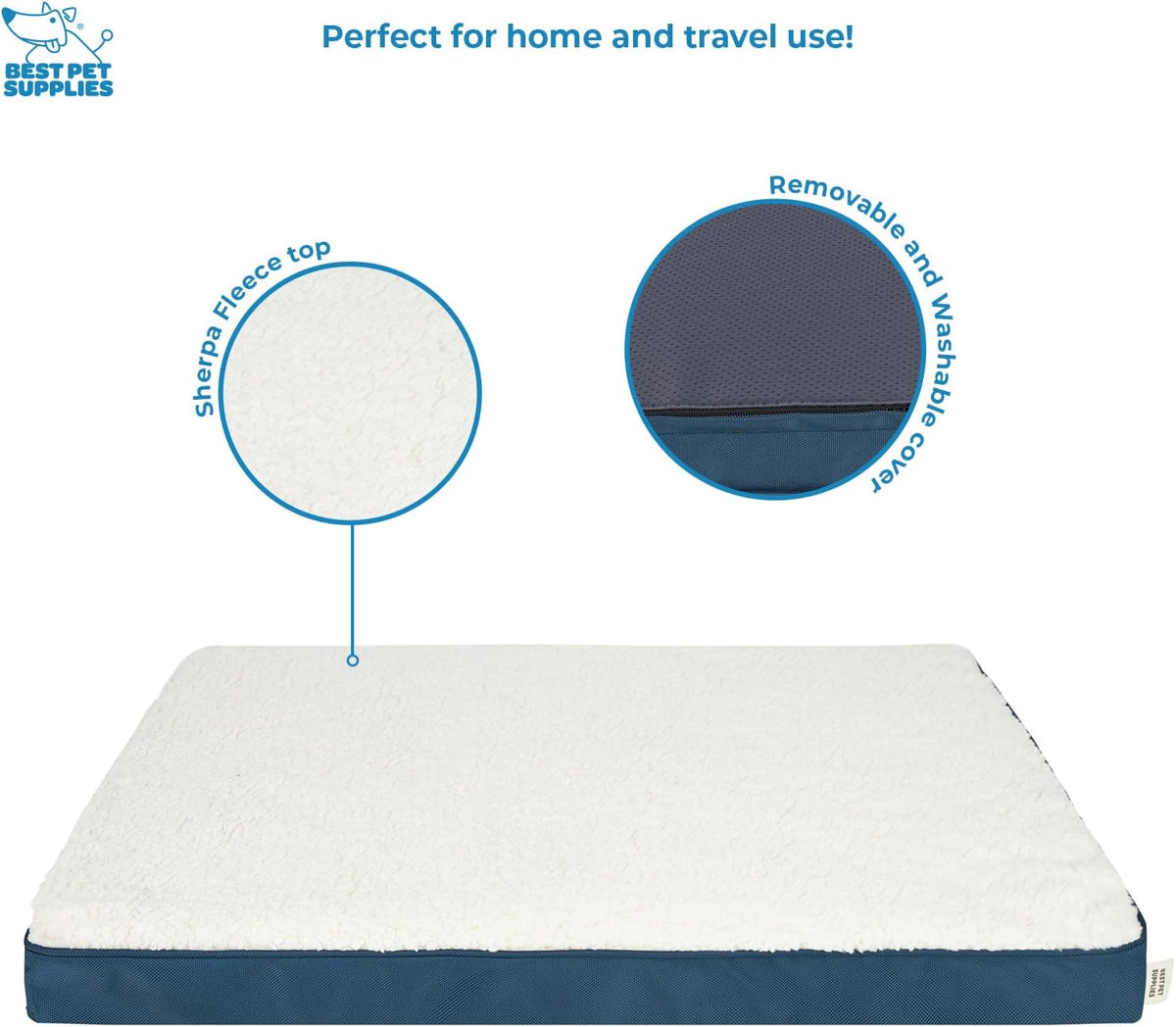 Best Pet Supplies Cute Dog Crate Mat Flat Bed with Waterproof Exterior, Thick Orthopedic Egg Foam