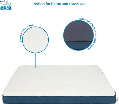 Best Pet Supplies Cute Dog Crate Mat Flat Bed with Waterproof Exterior, Thick Orthopedic Egg Foam