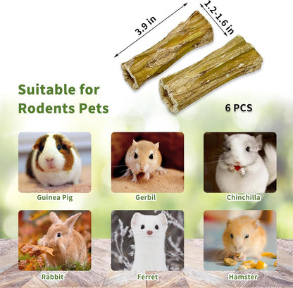 Fhiny Rabbit Chew Toys, 6 PCS 3.9" Natural Papaya Wood Chew Sticks Guinea Pig Treats for Dental