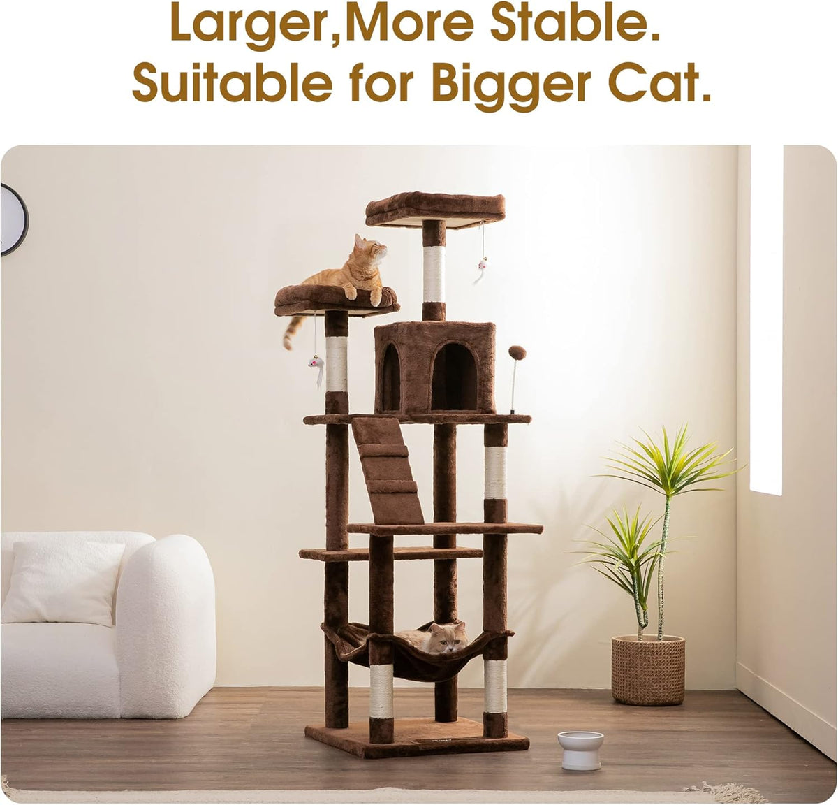 MWPO 70.1-Inch Large Cat Tree, Multi-Level Tall Cat Tower for Indoor Cats, Plush Cat Condo with Big