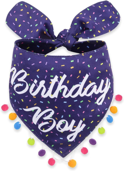 LunaMarie - Luxury Pet Birthday Bandanas -Premium & Silky Poly Fabric | 100% Handmade | Custom