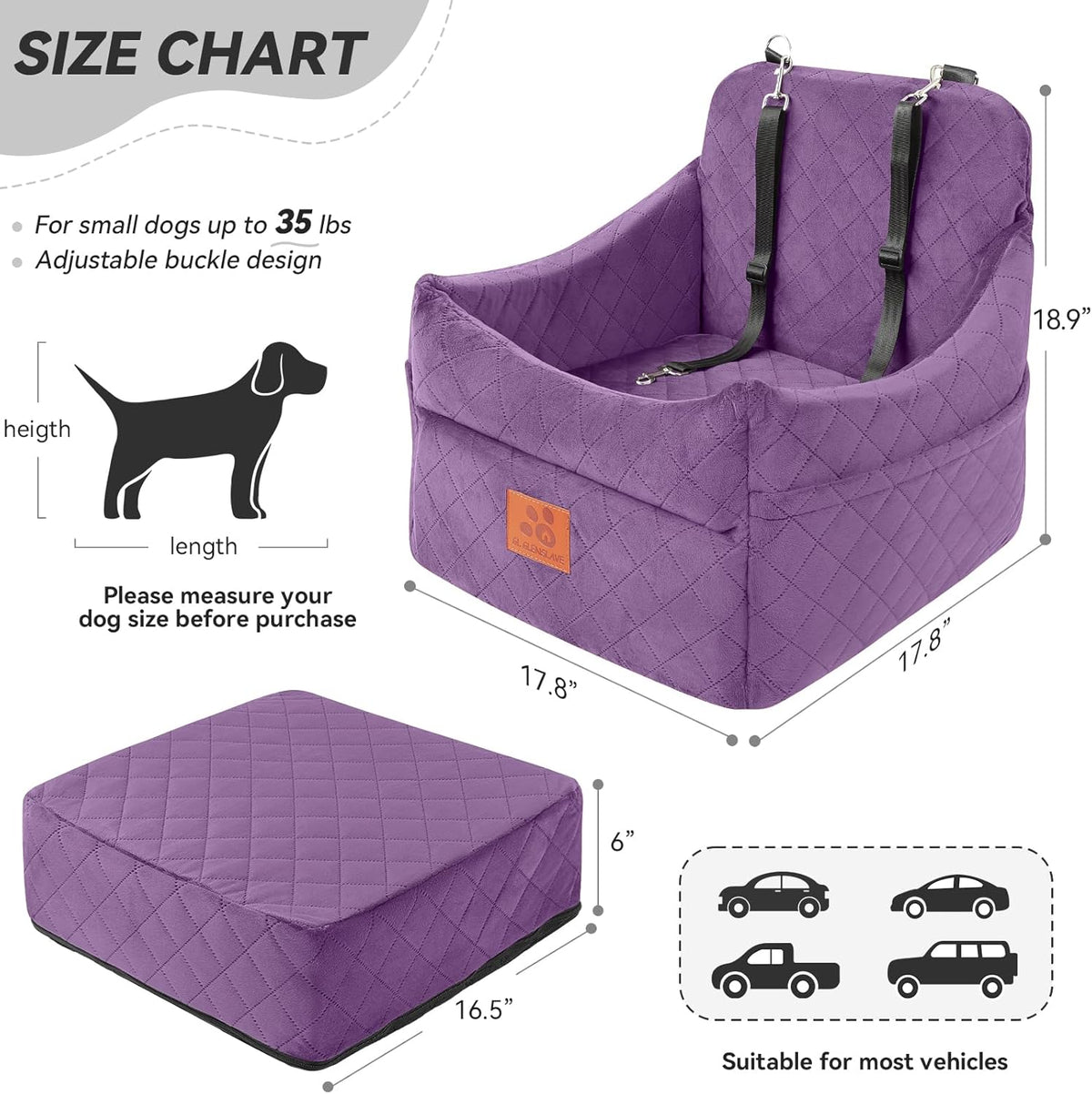 Dog Car Seat for Small/Medium Dogs, Dog Booster Car Seats with Thick Cushion for Dogs Under 35lbs