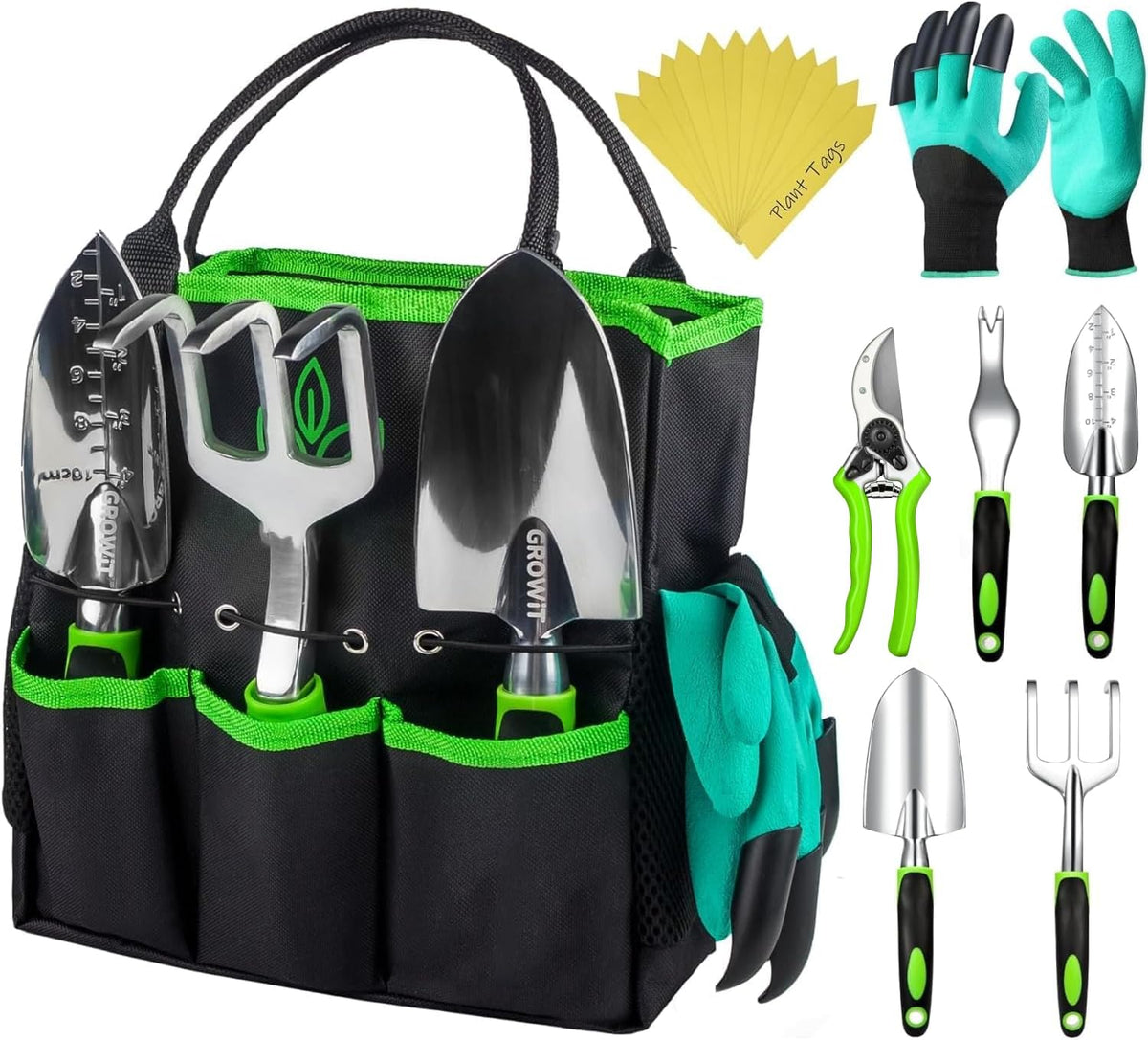 GROWIT Heavy Duty Gardening Tools - 22-Piece Gardening Gifts for Women, Men, Mom, Dad - Durable