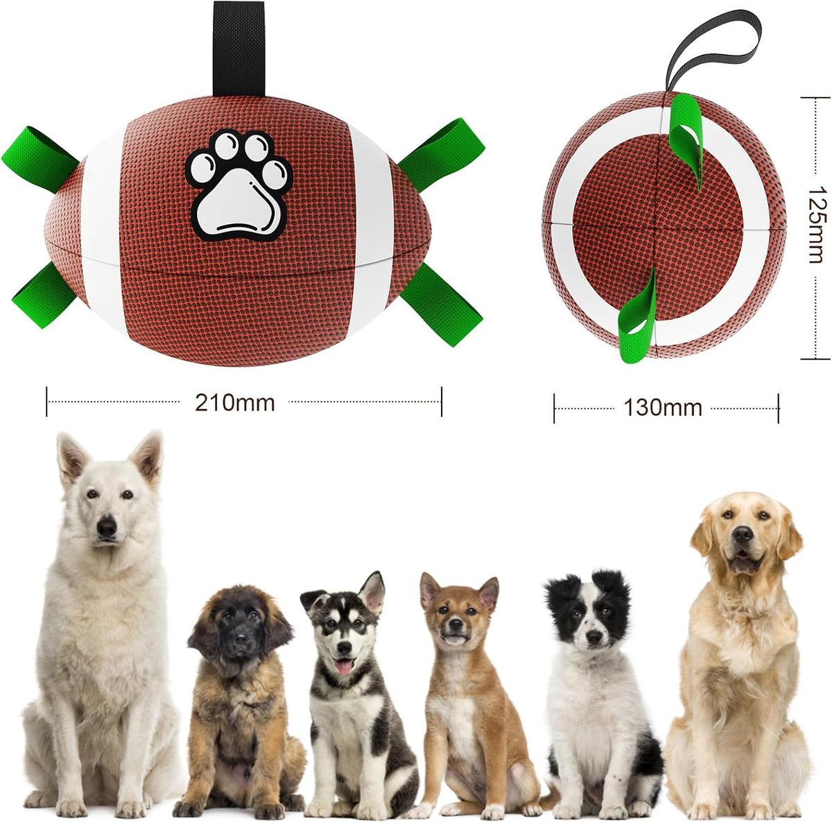 QDAN Dog Toys Football, Interactive Dog Toys for Tug of War,Superbowl Football Party Decorations