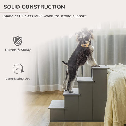 PawHut Pet Stairs, Small Pet Steps with Cushioned Removable Covering for Dogs and Cats Up to 22