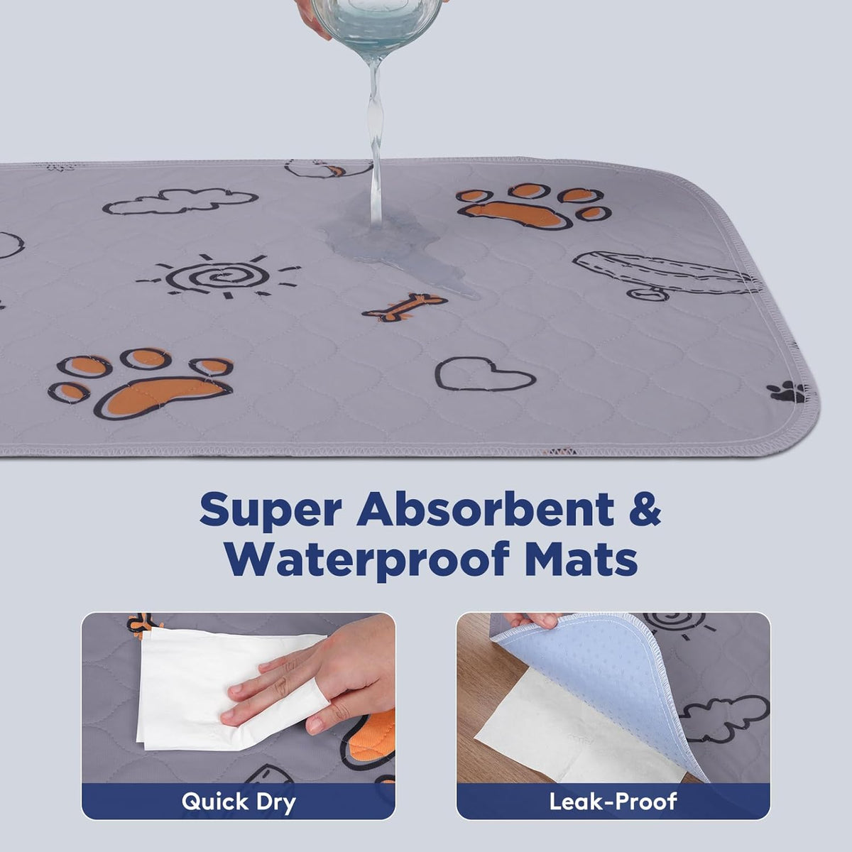 Washable Pee Pads for Dogs, 2 Pack Large 41"x41" Super Absorbent Reusable Pads for Dog Training